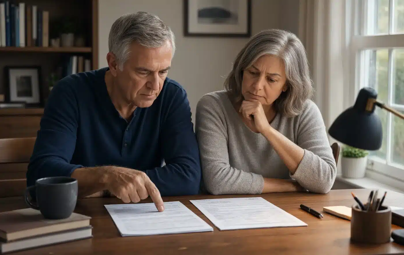 A couple comparing two scenarios on paper before deciding what to do with inherited property